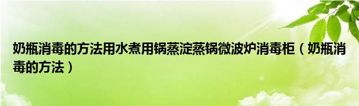 奶瓶消毒的方法用水煮用鍋蒸淀蒸鍋微波爐消毒柜（奶瓶消毒的方法）