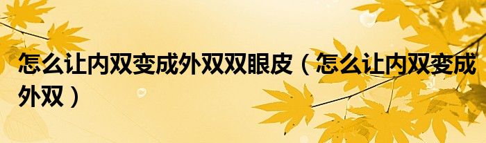 怎么讓內(nèi)雙變成外雙雙眼皮（怎么讓內(nèi)雙變成外雙）