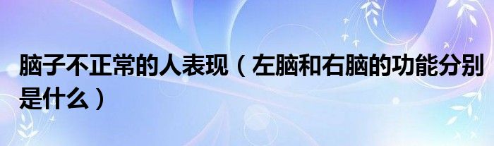 腦子不正常的人表現（左腦和右腦的功能分別是什么）