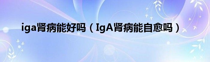 iga腎病能好嗎（IgA腎病能自愈嗎）