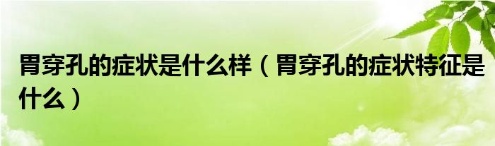 胃穿孔的癥狀是什么樣（胃穿孔的癥狀特征是什么）