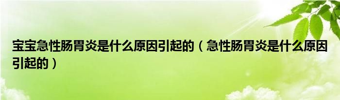 寶寶急性腸胃炎是什么原因引起的（急性腸胃炎是什么原因引起的）