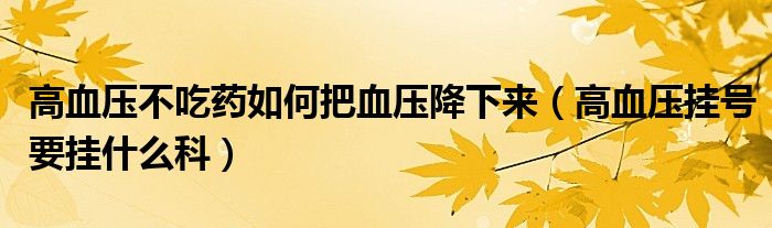 高血壓不吃藥如何把血壓降下來（高血壓掛號要掛什么科）