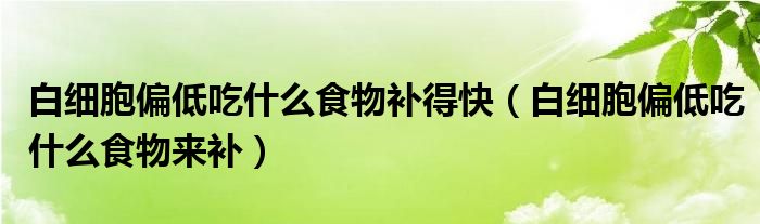 白細胞偏低吃什么食物補得快（白細胞偏低吃什么食物來補）