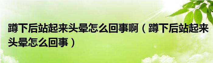 蹲下后站起來頭暈怎么回事?。ǘ紫潞笳酒饋眍^暈怎么回事）