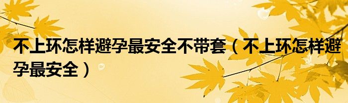 不上環(huán)怎樣避孕最安全不帶套（不上環(huán)怎樣避孕最安全）