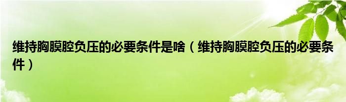 維持胸膜腔負(fù)壓的必要條件是啥（維持胸膜腔負(fù)壓的必要條件）