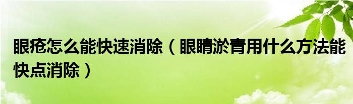 眼瘡怎么能快速消除（眼睛淤青用什么方法能快點(diǎn)消除）