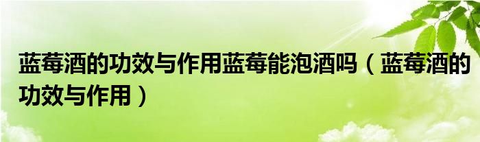 藍(lán)莓酒的功效與作用藍(lán)莓能泡酒嗎（藍(lán)莓酒的功效與作用）