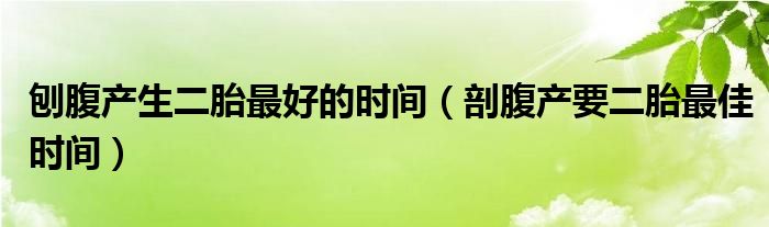 刨腹產生二胎最好的時間（剖腹產要二胎最佳時間）