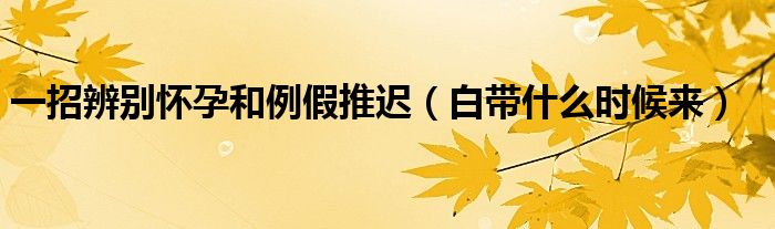 一招辨別懷孕和例假推遲（白帶什么時(shí)候來(lái)）