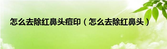 怎么去除紅鼻頭痘?。ㄔ趺慈コt鼻頭）