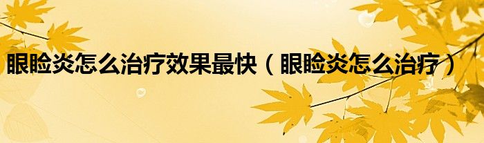 眼瞼炎怎么治療效果最快（眼瞼炎怎么治療）