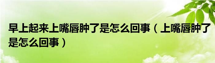 早上起來(lái)上嘴唇腫了是怎么回事（上嘴唇腫了是怎么回事）