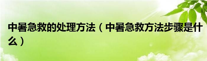 中暑急救的處理方法（中暑急救方法步驟是什么）