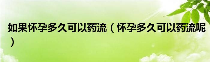 如果懷孕多久可以藥流（懷孕多久可以藥流呢）