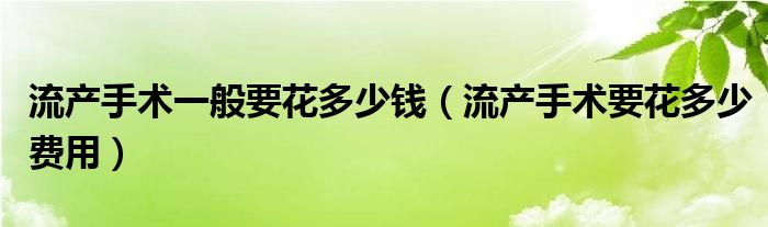 流產(chǎn)手術(shù)一般要花多少錢（流產(chǎn)手術(shù)要花多少費用）