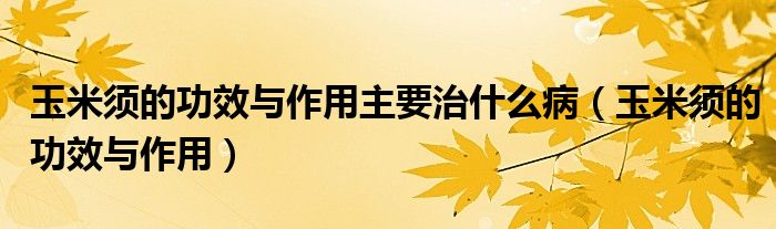 玉米須的功效與作用主要治什么?。ㄓ衩醉毜墓πc作用）