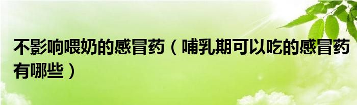 不影響喂奶的感冒藥（哺乳期可以吃的感冒藥有哪些）