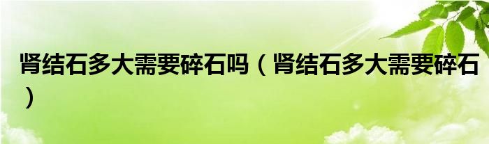 腎結(jié)石多大需要碎石嗎（腎結(jié)石多大需要碎石）