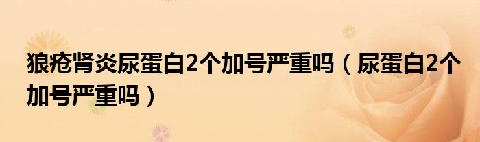 狼瘡腎炎尿蛋白2個(gè)加號嚴(yán)重嗎（尿蛋白2個(gè)加號嚴(yán)重嗎）