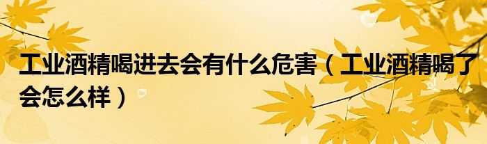 工業(yè)酒精喝進去會有什么危害（工業(yè)酒精喝了會怎么樣）