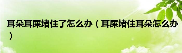 耳朵耳屎堵住了怎么辦（耳屎堵住耳朵怎么辦）