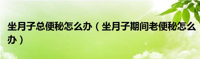 坐月子總便秘怎么辦（坐月子期間老便秘怎么辦）