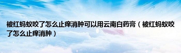 被紅螞蟻咬了怎么止癢消腫可以用云南白藥膏（被紅螞蟻咬了怎么止癢消腫）