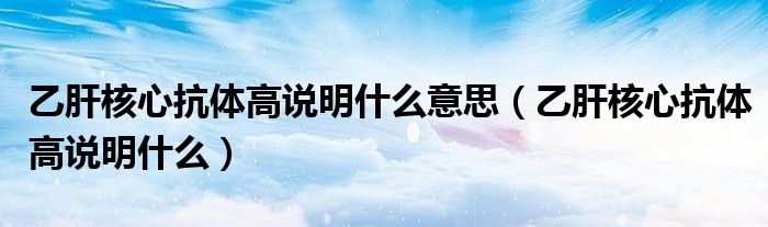 乙肝核心抗體高說明什么意思（乙肝核心抗體高說明什么）