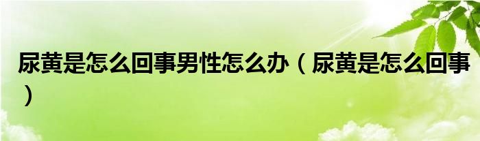 尿黃是怎么回事男性怎么辦（尿黃是怎么回事）