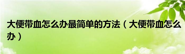 大便帶血怎么辦最簡單的方法（大便帶血怎么辦）