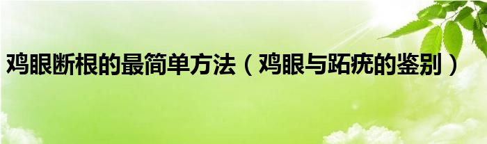 雞眼斷根的最簡單方法（雞眼與跖疣的鑒別）