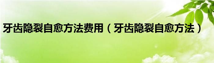 牙齒隱裂自愈方法費(fèi)用（牙齒隱裂自愈方法）