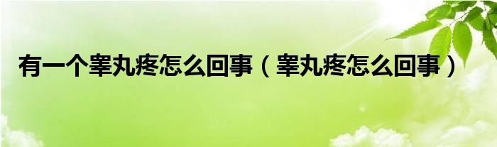 有一個睪丸疼怎么回事（睪丸疼怎么回事）