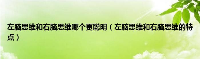 左腦思維和右腦思維哪個(gè)更聰明（左腦思維和右腦思維的特點(diǎn)）