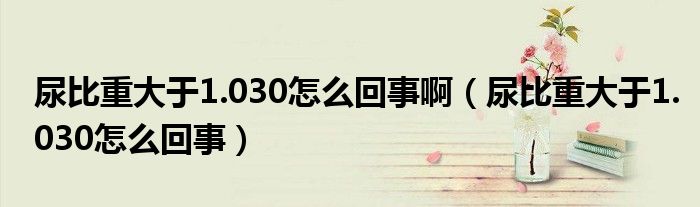 尿比重大于1.030怎么回事?。虮戎卮笥?.030怎么回事）