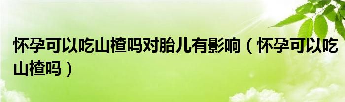 懷孕可以吃山楂嗎對胎兒有影響（懷孕可以吃山楂嗎）