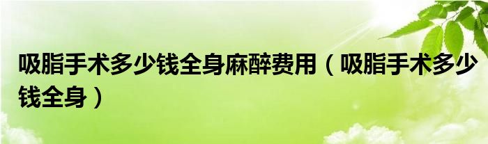 吸脂手術(shù)多少錢(qián)全身麻醉費(fèi)用（吸脂手術(shù)多少錢(qián)全身）