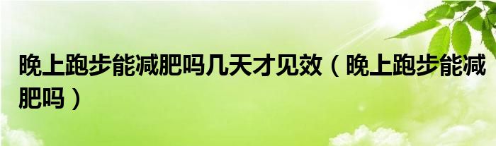 晚上跑步能減肥嗎幾天才見效（晚上跑步能減肥嗎）