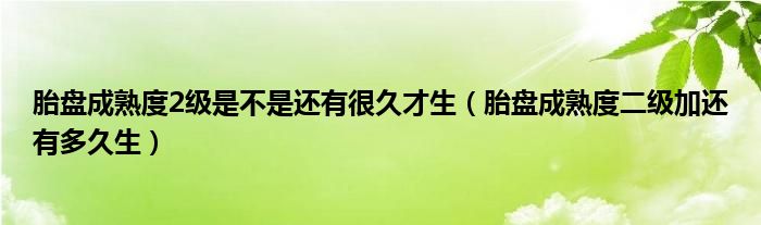 胎盤成熟度2級是不是還有很久才生（胎盤成熟度二級加還有多久生）