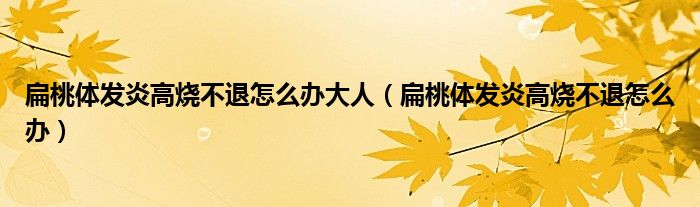 扁桃體發(fā)炎高燒不退怎么辦大人（扁桃體發(fā)炎高燒不退怎么辦）