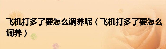 飛機打多了要怎么調(diào)養(yǎng)呢（飛機打多了要怎么調(diào)養(yǎng)）