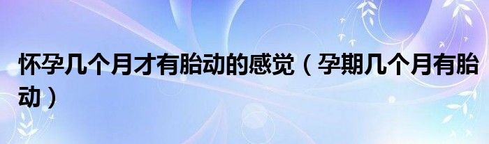 懷孕幾個月才有胎動的感覺（孕期幾個月有胎動）