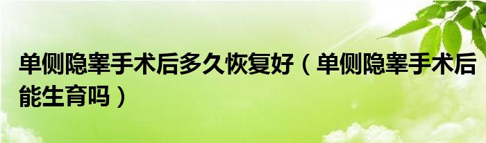 單側隱睪手術后多久恢復好（單側隱睪手術后能生育嗎）