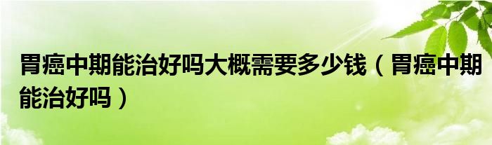 胃癌中期能治好嗎大概需要多少錢（胃癌中期能治好嗎）