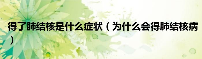 得了肺結(jié)核是什么癥狀（為什么會(huì)得肺結(jié)核?。?class='thumb lazy' /></a>
		    <header>
		<h2><a  href=