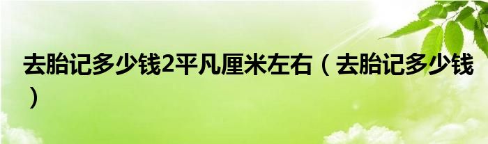 去胎記多少錢2平凡厘米左右（去胎記多少錢）