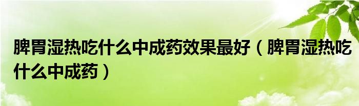 脾胃濕熱吃什么中成藥效果最好（脾胃濕熱吃什么中成藥）