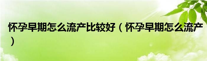 懷孕早期怎么流產(chǎn)比較好（懷孕早期怎么流產(chǎn)）